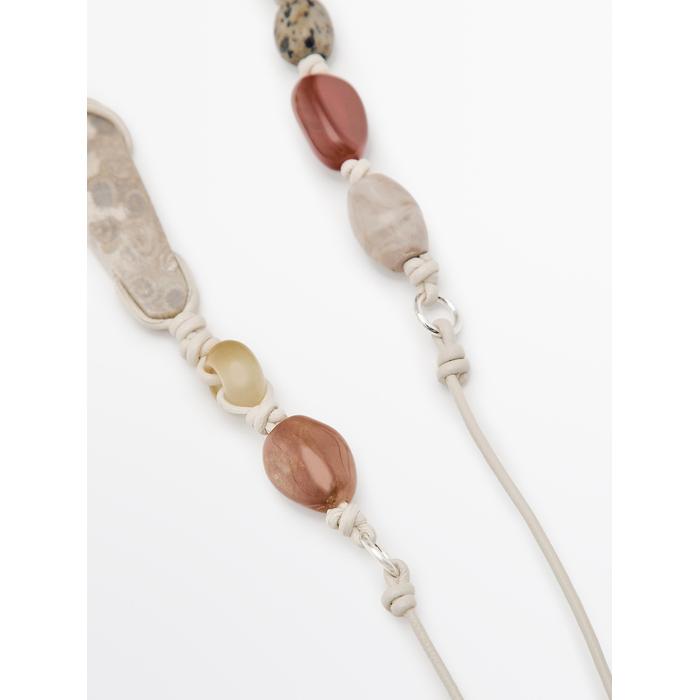 Leather cord belt with stones цвет: Жемчужно-серый