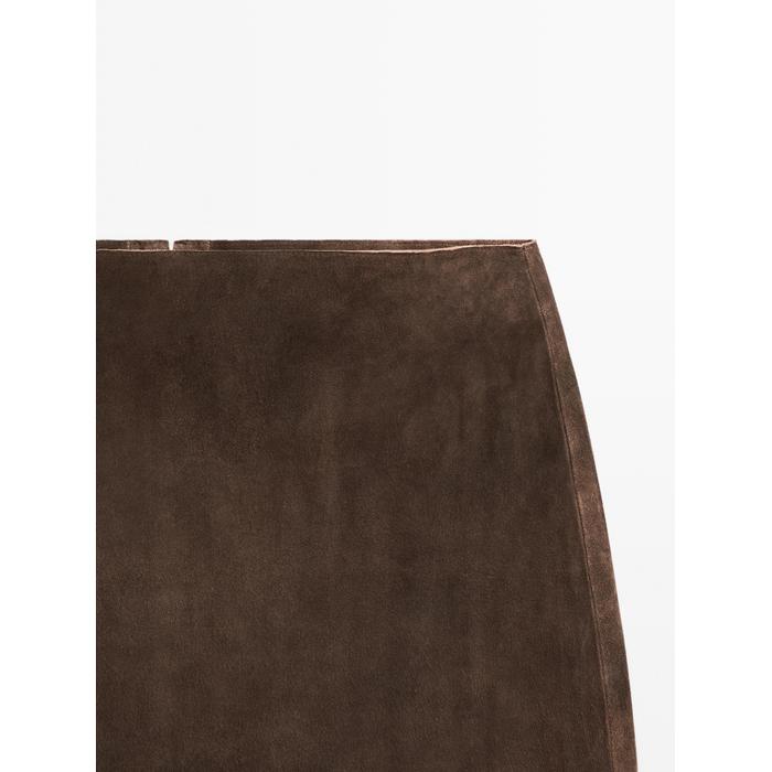 Suede leather mini skirt цвет: Коричневый