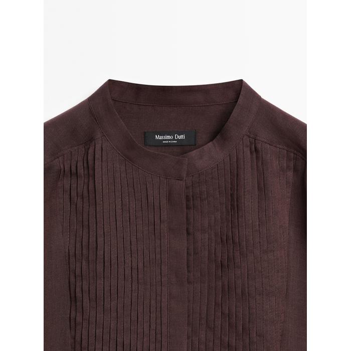 Fluid pintuck shirt with ramie цвет: Гранатовый