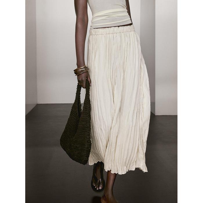 Pleated midi skirt with pleats цвет: Бежевый