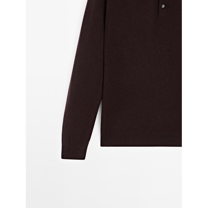 Rib knit polo 100% cashmere цвет: Гранатовый