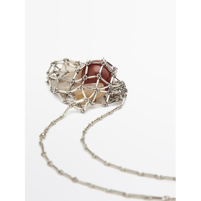 Stone net necklace цвет: Серебряный