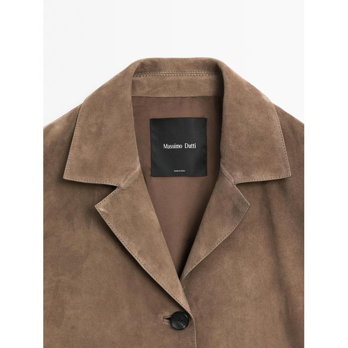 Fluid suede leather jacket цвет: Кротово-коричневый