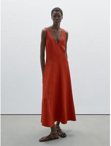 Long fluid flared dress цвет: Жжено-оранжевый