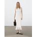 Flared Midi Dress with Stripes цвет: Натуральный, кремовый