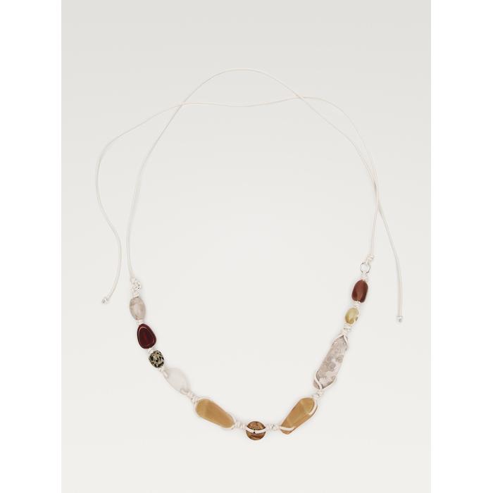 Leather cord belt with stones цвет: Жемчужно-серый
