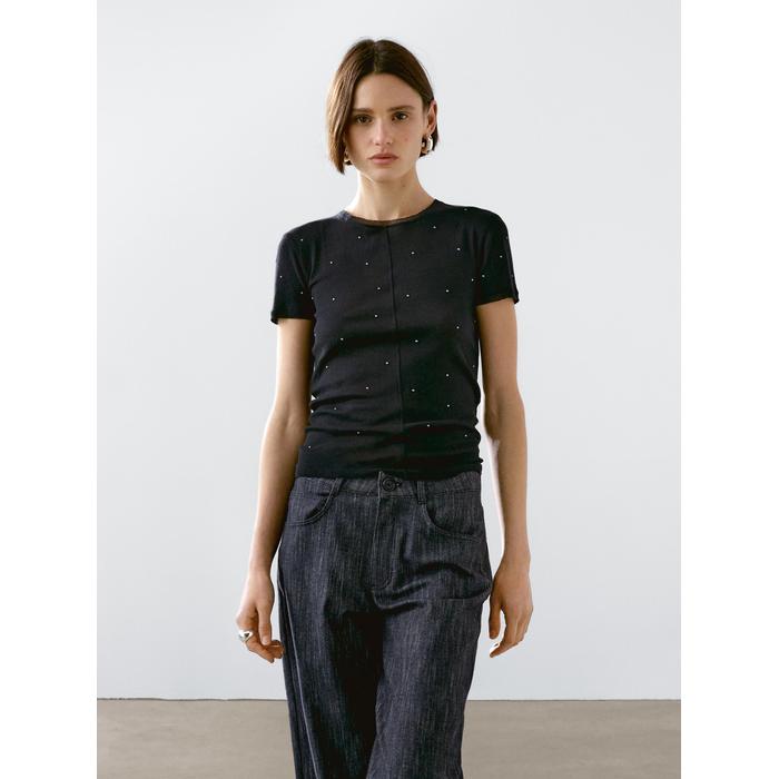 T-shirt with metallic studs detail цвет: Свинцовый