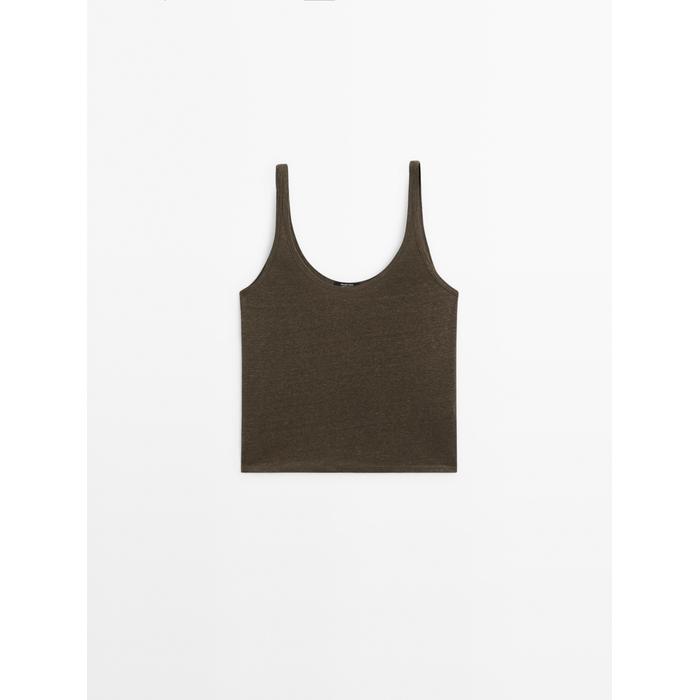 100% linen tank top цвет: Хаки