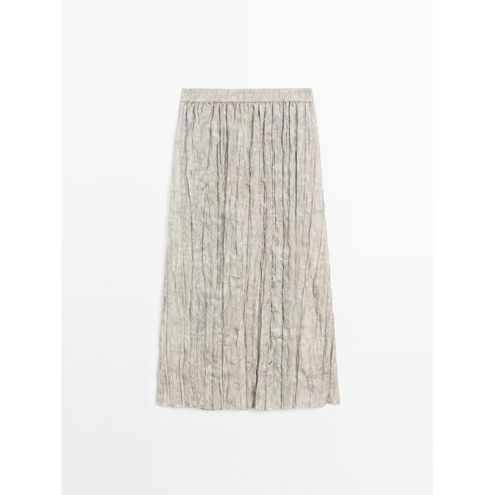 Fluid midi skirt with striped detail цвет: Дымчатый