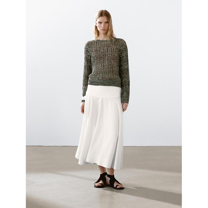 Open-knit sweater with cotton цвет: Желтый