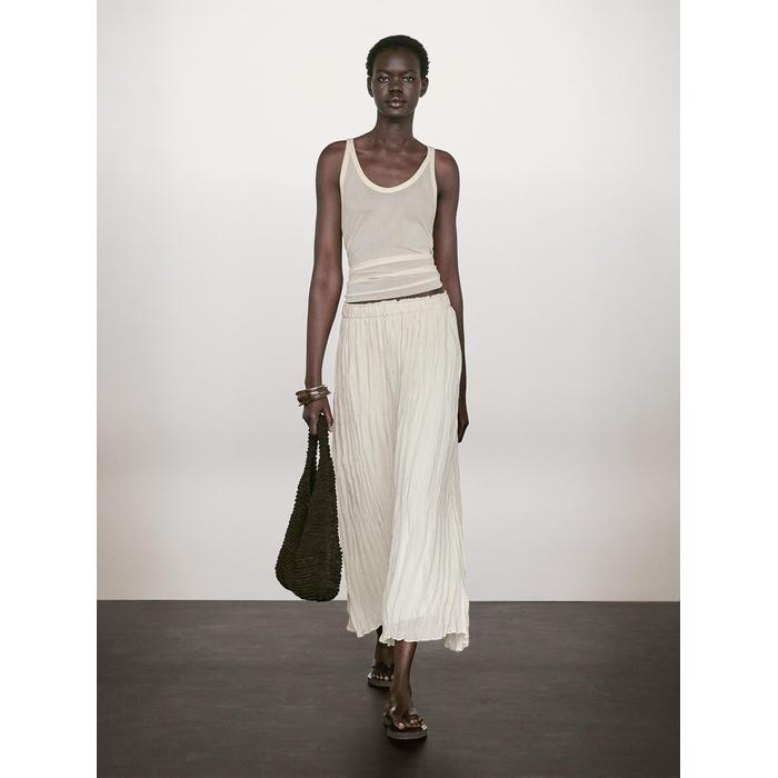 Pleated midi skirt with pleats цвет: Бежевый