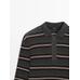 Striped polo neck knit sweater цвет: Серый меланжевый