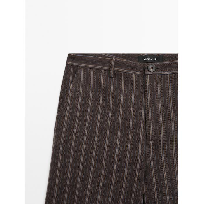 Wide leg low rise striped trousers цвет: Коричневый