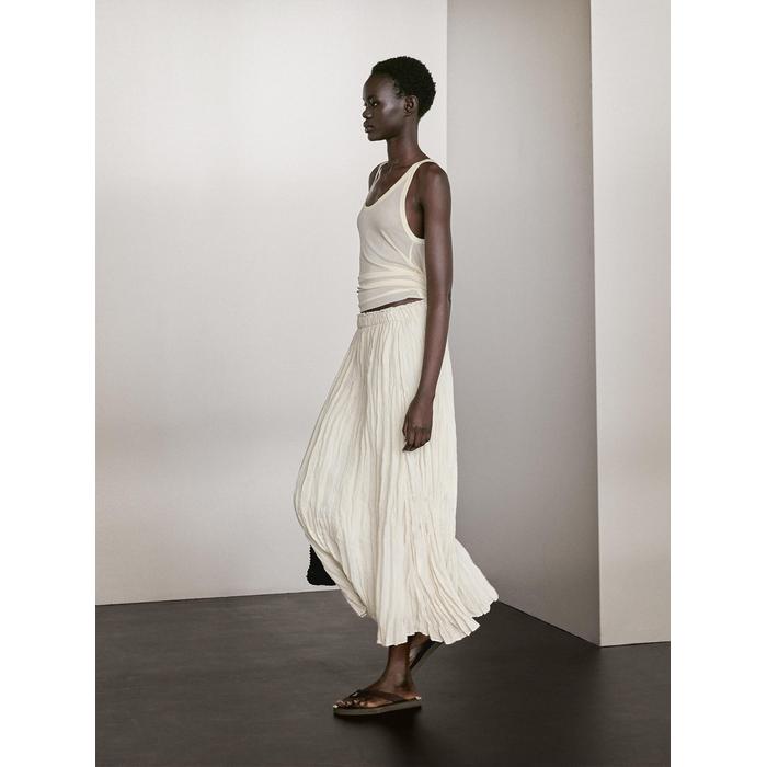 Pleated midi skirt with pleats цвет: Бежевый
