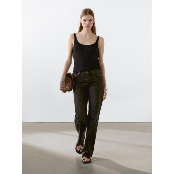 100% linen tank top цвет: Черный