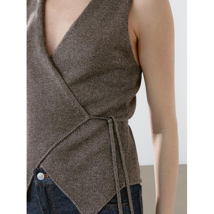 Crossed Mouliné Knit Vest цвет: Коричневый