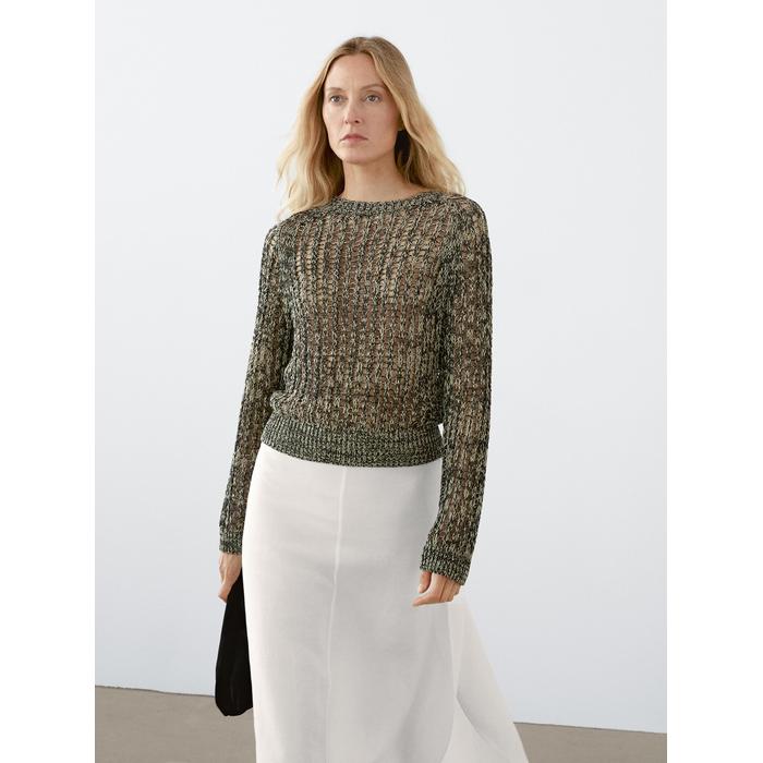 Open-knit sweater with cotton цвет: Желтый