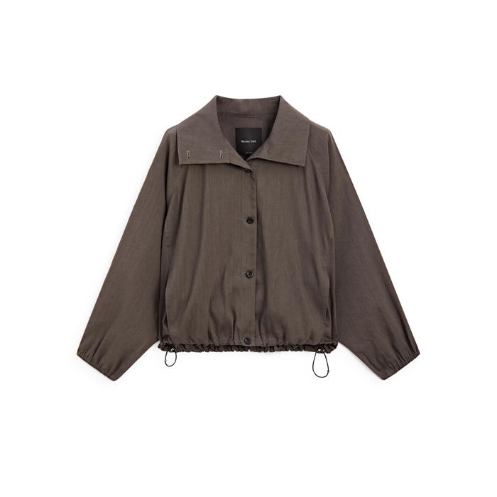Linen blend bomber jacket цвет: Шоколадный