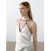Satin halter top with vivid detail цвет: Натуральный, кремовый