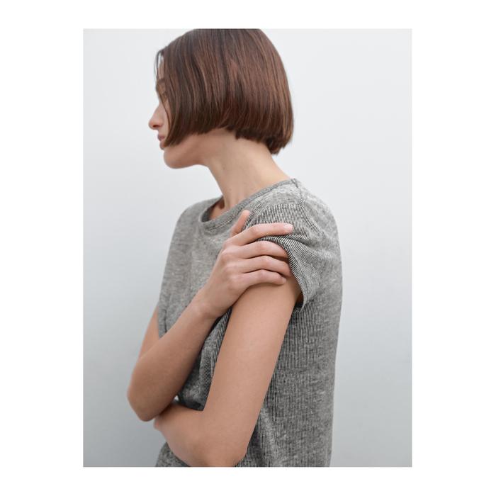 Short sleeve linen striped t-shirt цвет: Черный