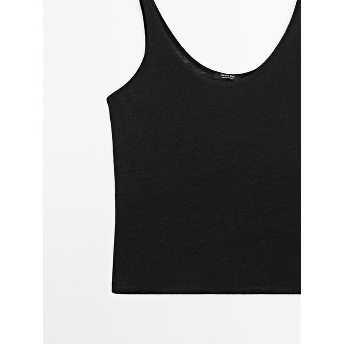100% linen tank top цвет: Черный