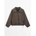 Linen blend bomber jacket цвет: Шоколадный