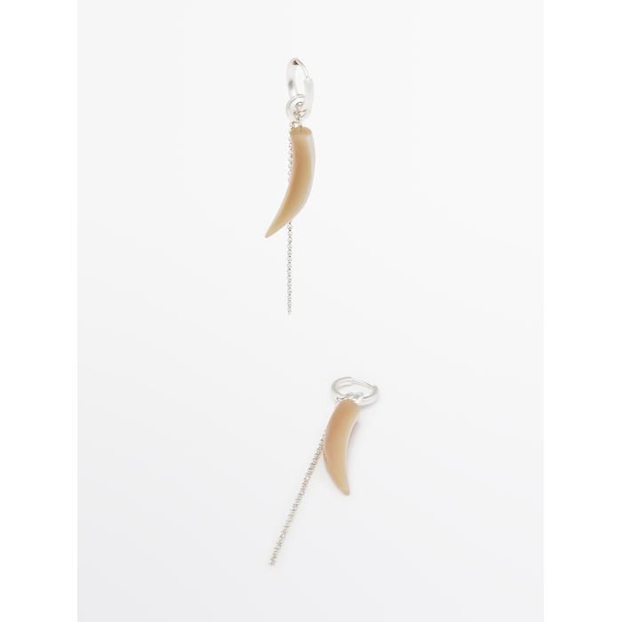 Hoop earrings with stone цвет: Цвет кости