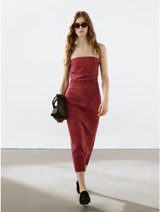 Strapless linen midi dress цвет: 0-947