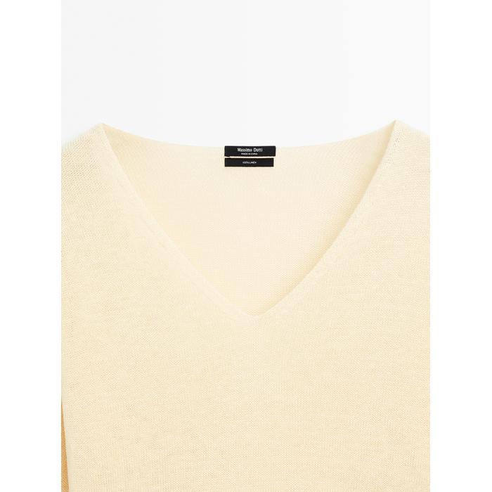 Long sleeve knitted jumper 100% linen цвет: Желтый