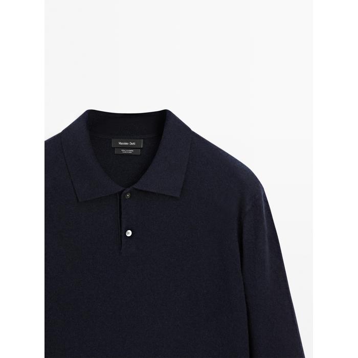 Rib knit polo 100% cashmere цвет: Темно-синий