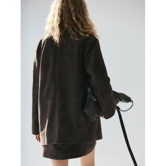 Suede leather mini skirt цвет: Коричневый