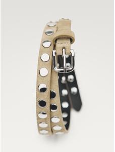 Thin belt studded suede leather цвет: Песочный