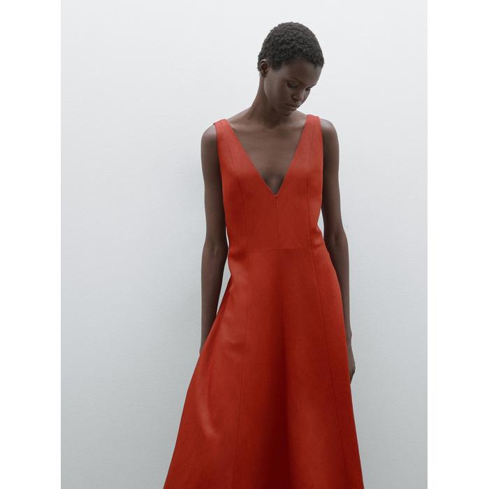 Long fluid flared dress цвет: Жжено-оранжевый