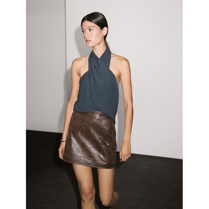 Nappa leather mini skirt цвет: Коричневый
