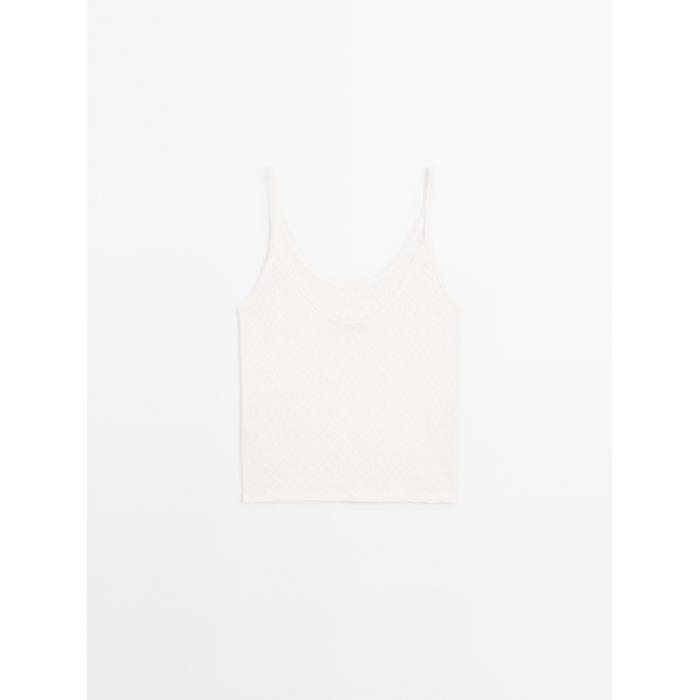 Top with openwork straps and linen цвет: Натуральный, кремовый