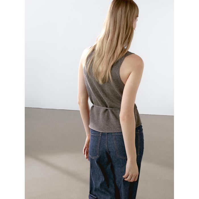 Crossed Mouliné Knit Vest цвет: Коричневый