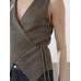 Crossed Mouliné Knit Vest цвет: Коричневый
