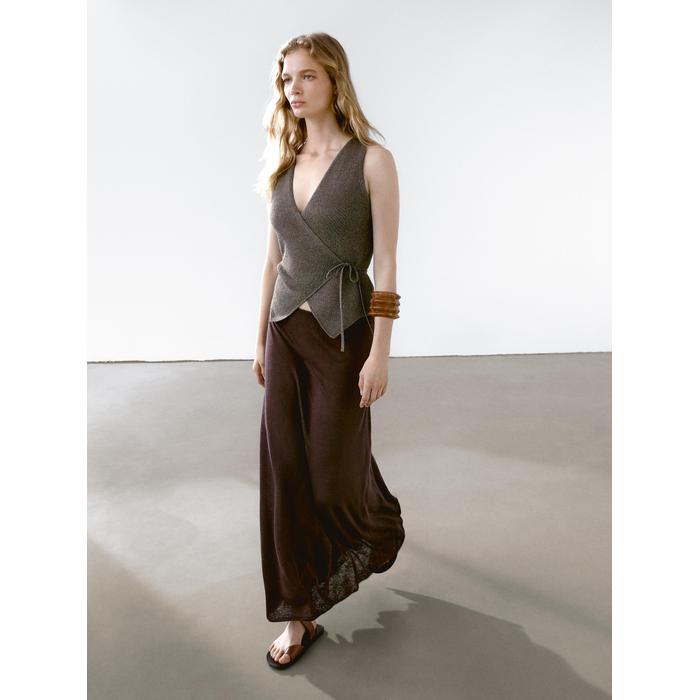 Crossed Mouliné Knit Vest цвет: Коричневый