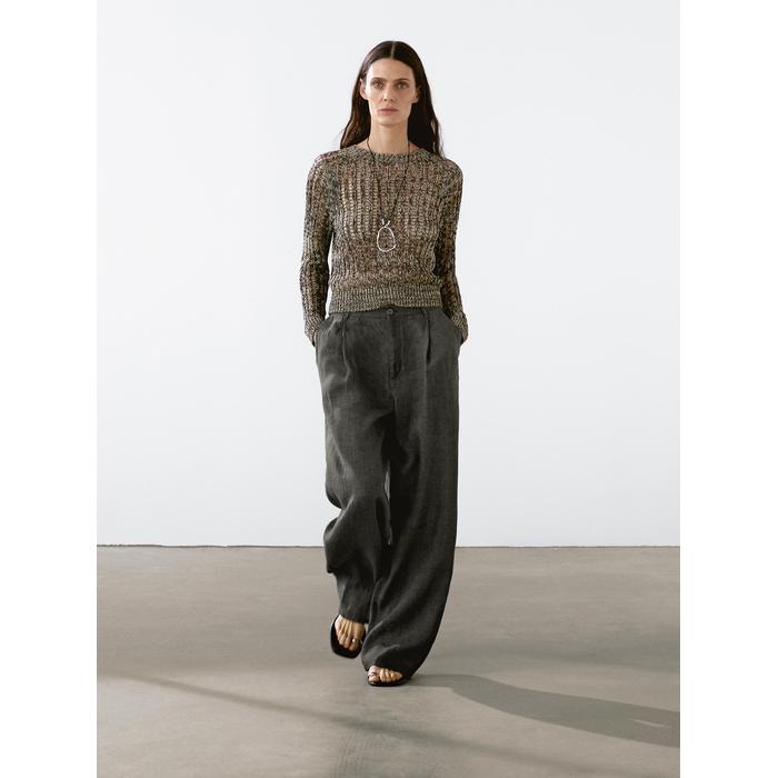 Open-knit sweater with cotton цвет: Желтый