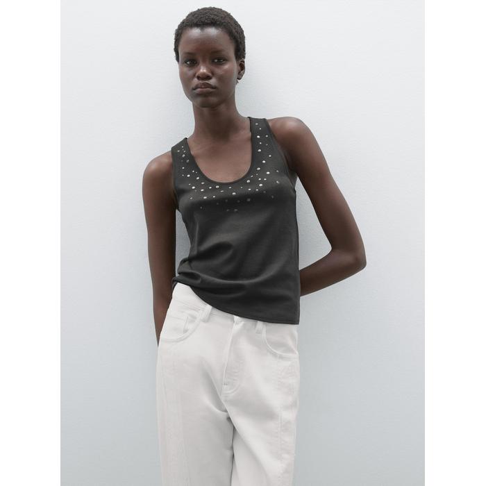 Halter top with studs цвет: Свинцовый