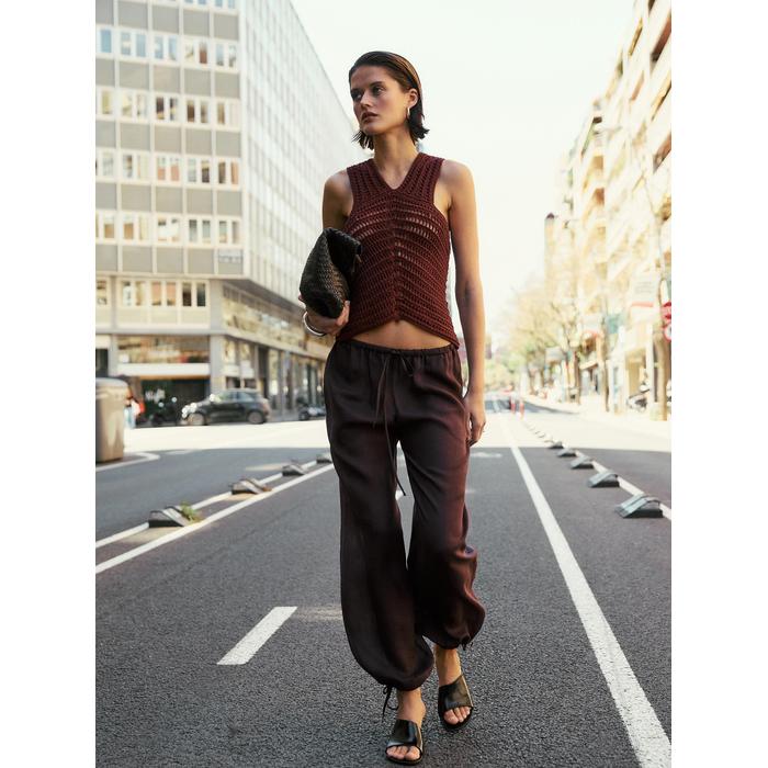 Openwork Crochet Knit Top цвет: Цвет черепицы