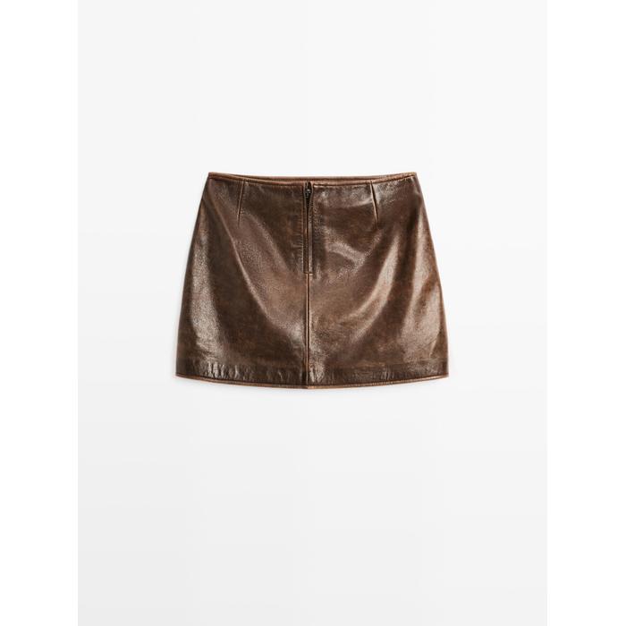 Nappa leather mini skirt цвет: Коричневый