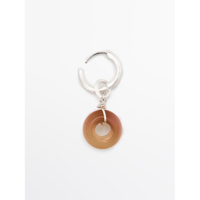 Hoop earrings with stone цвет: Горчично-желтый