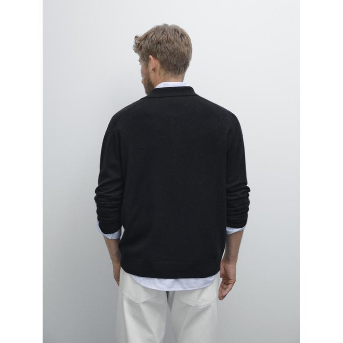 Rib knit polo 100% cashmere цвет: Темно-синий