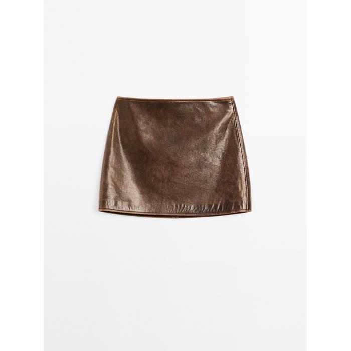 Nappa leather mini skirt цвет: Коричневый