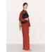 Fluid kimono with shawl collar with linen цвет: Терракотовый
