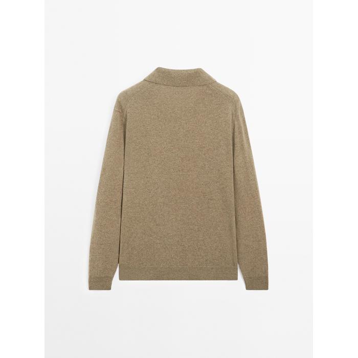 Rib knit polo 100% cashmere цвет: Хаки
