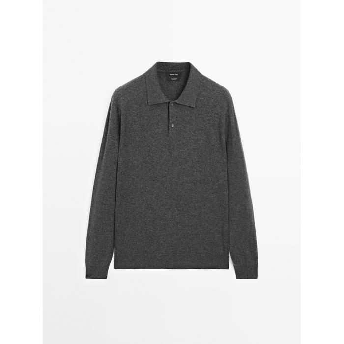 Rib knit polo 100% cashmere цвет: Серый средний