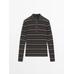 Striped polo neck knit sweater цвет: Серый меланжевый