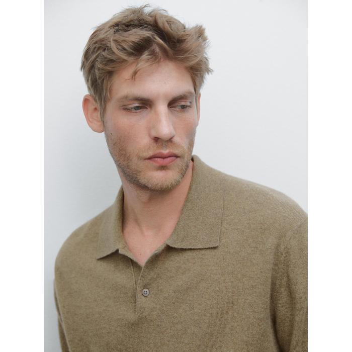 Rib knit polo 100% cashmere цвет: Хаки